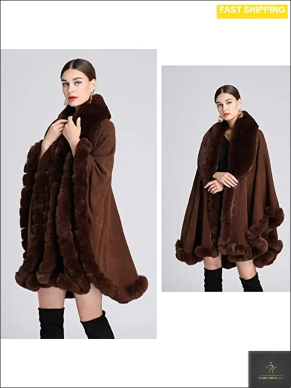 Faux Fur Shawl Wrap Poncho Women One Size Evening Cape